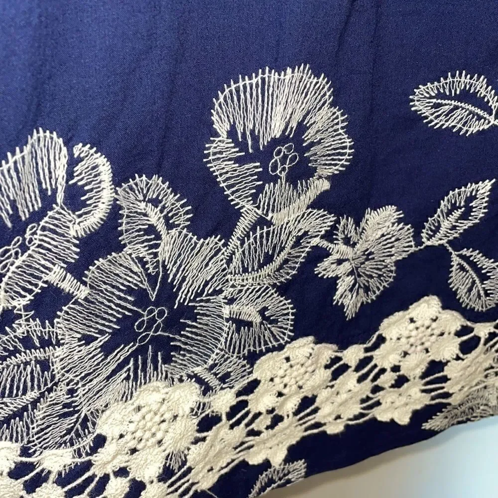 Dressbarn embroidery & lace spaghetti strap empire style floral dress size 6